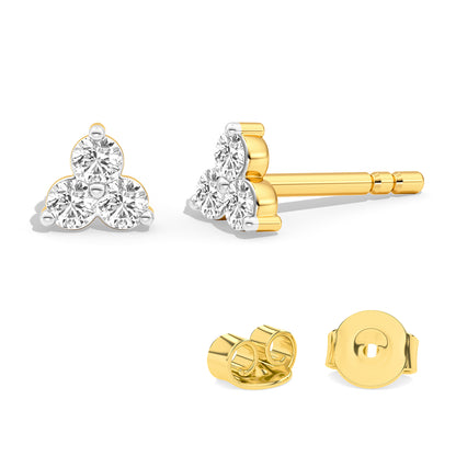 0.24Ct Three Stone Cluster Diamond Stud Earrings