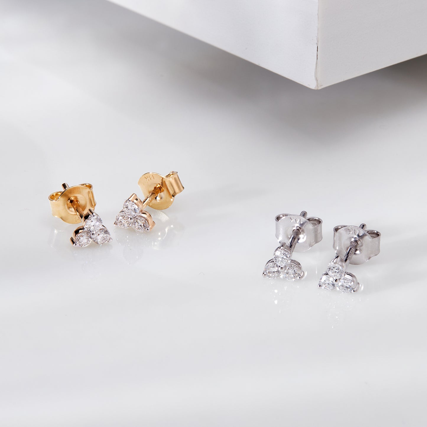 0.24Ct Three Stone Cluster Diamond Stud Earrings