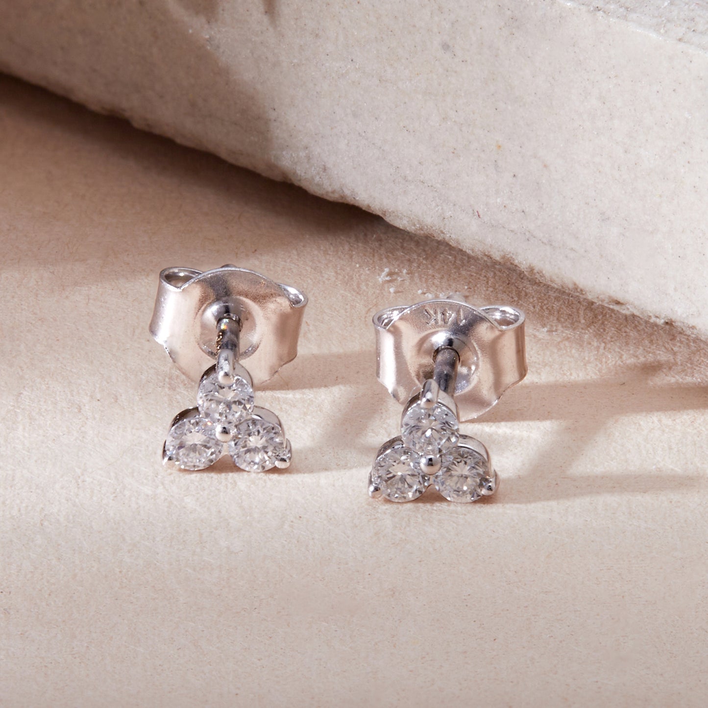 0.24Ct Three Stone Cluster Diamond Stud Earrings
