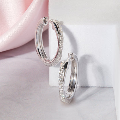 0.25 Ct Diamond 925 Silver White Gold Plated Twist Hoop Earrings