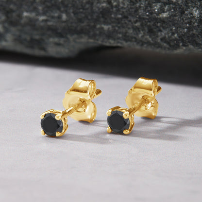 Solitaire Black Diamond Stud Earrings