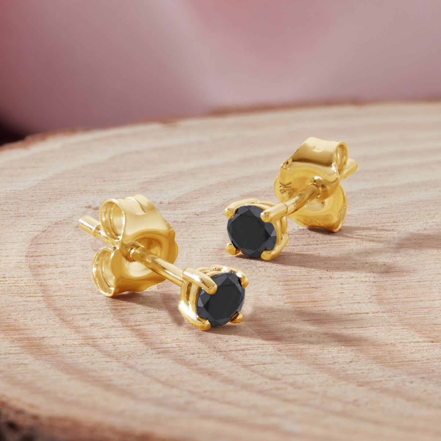 Solitaire Black Diamond Stud Earrings