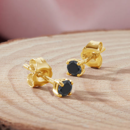 Solitaire Black Diamond Stud Earrings