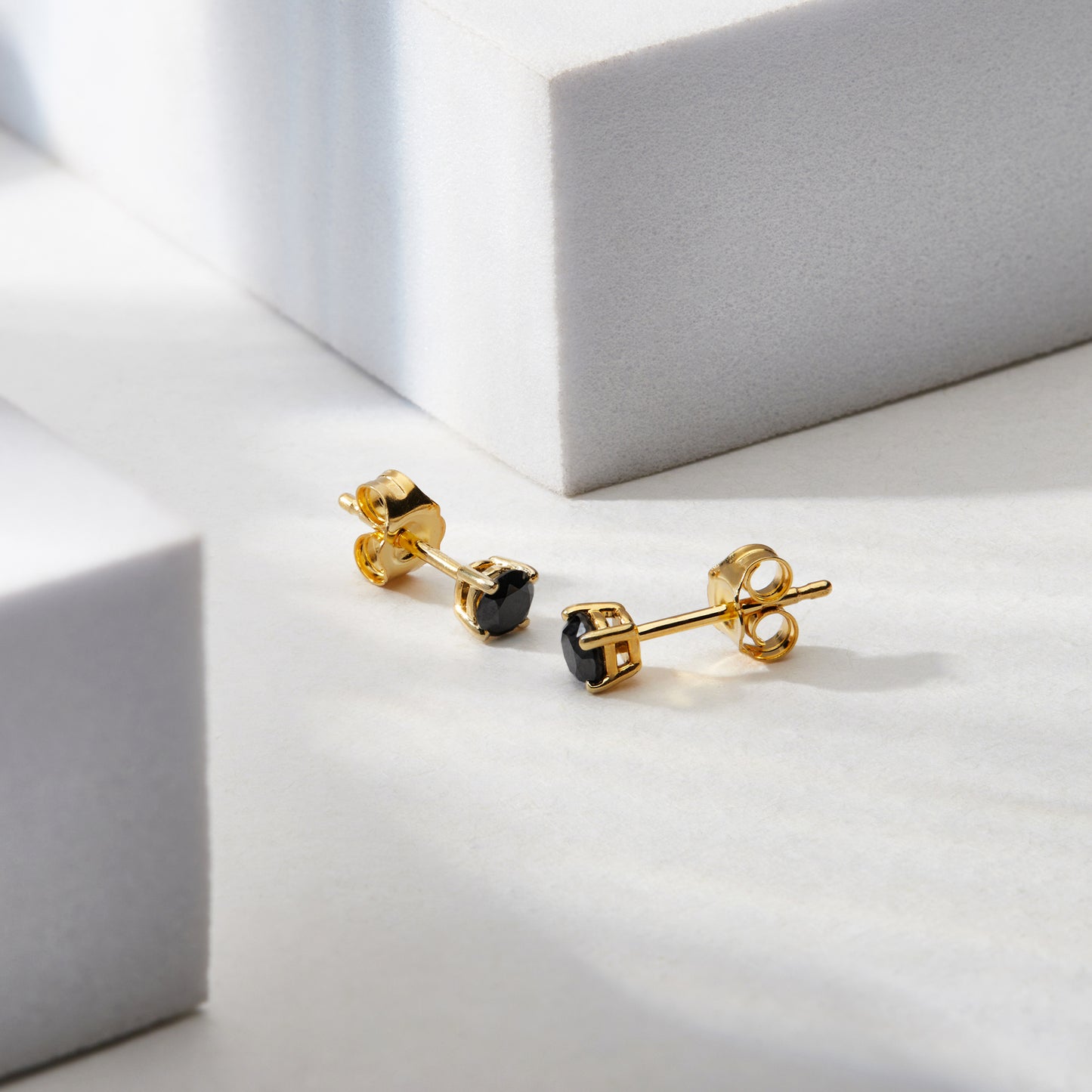 Solitaire Black Diamond Stud Earrings