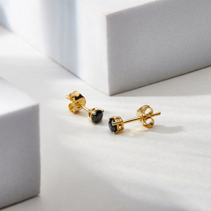 Solitaire Black Diamond Stud Earrings