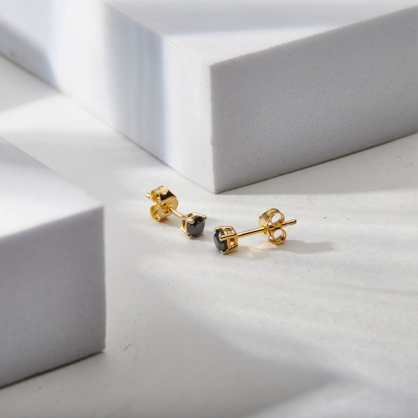 Solitaire Black Diamond Stud Earrings