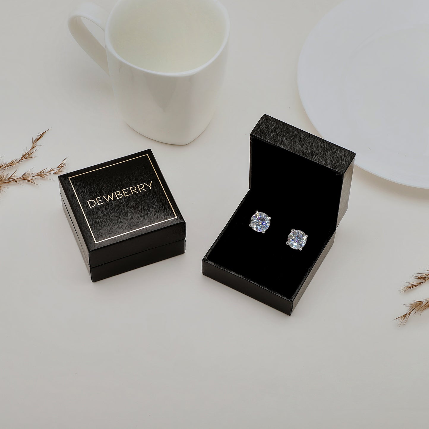 14K Gold 1 Ct Round Cut Lab Grown Diamond 4 Prong Solitaire Stud Earrings
