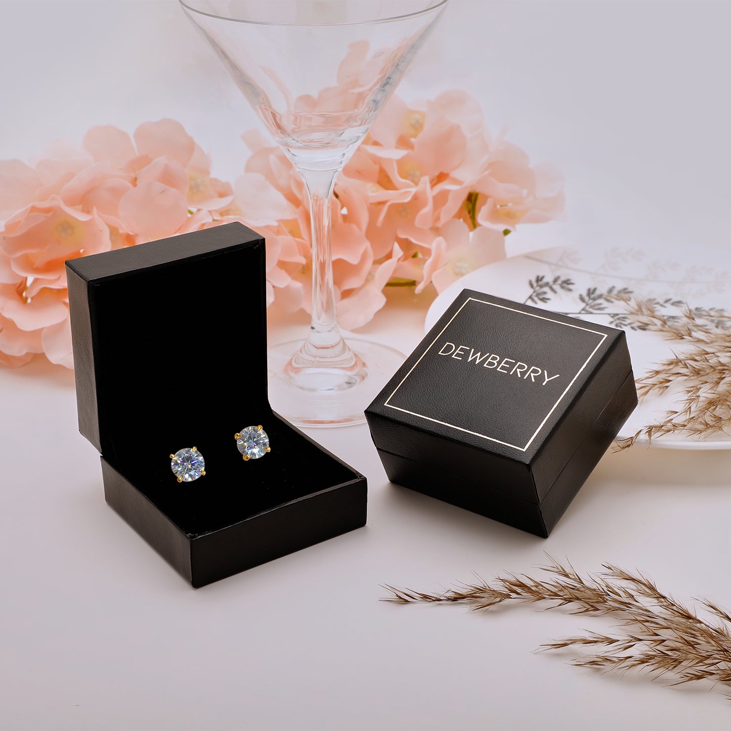 14K Gold 1 Ct Round Cut Lab Grown Diamond 4 Prong Solitaire Stud Earrings