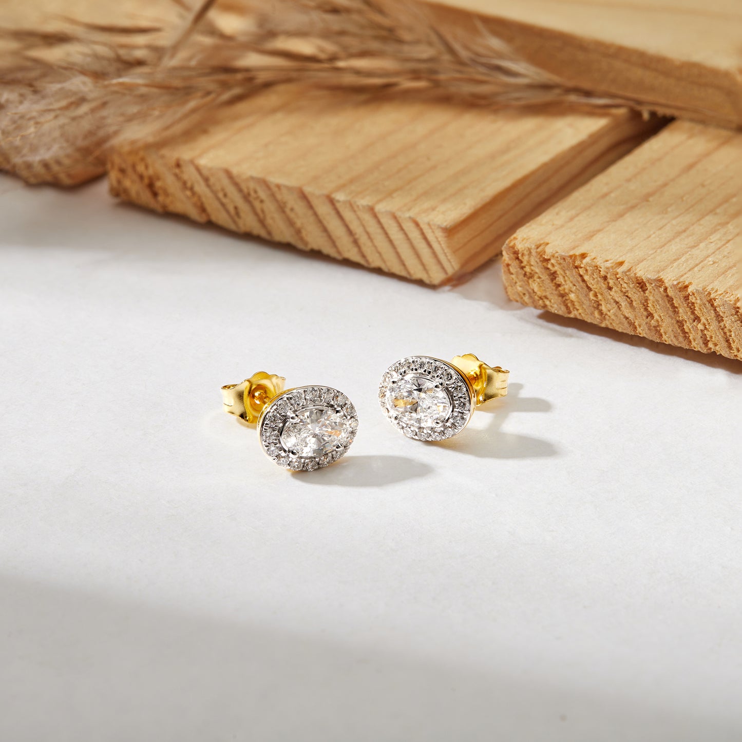 1 Ct Oval Cut Diamond 925 Silver Halo Stud Earrings