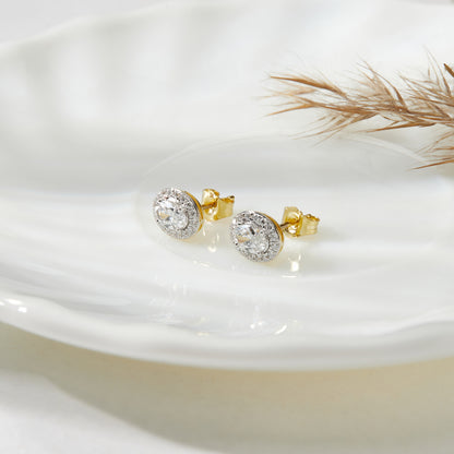 1 Ct Oval Cut Diamond 925 Silver Halo Stud Earrings