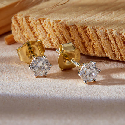 0.50 Ct Round Cut Diamond Solitaire Stud Earrings in 14K Gold