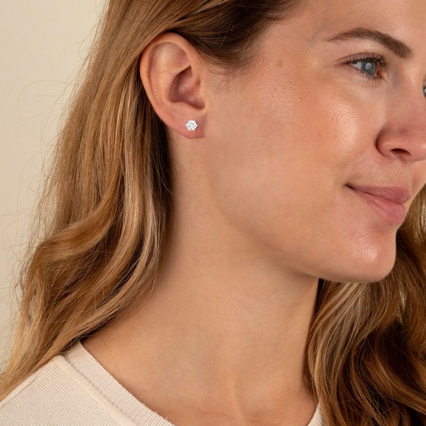 0.50 Ct Round Cut Diamond Solitaire Stud Earrings in 14K Gold
