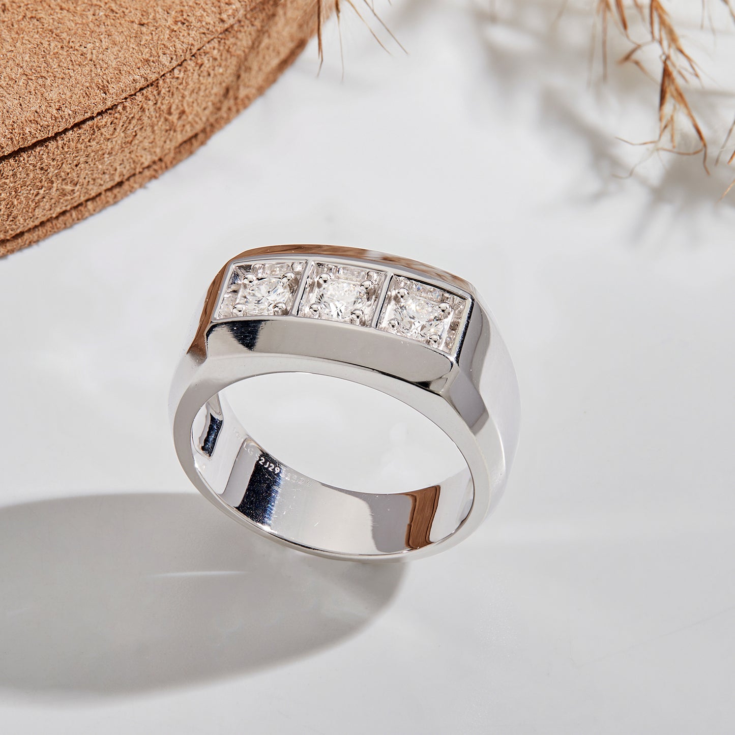 Men’s 925 Sterling Silver Three Stone Lab Grown Diamond Ring – 0.50 CT