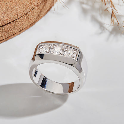 Men’s 925 Sterling Silver Three Stone Lab Grown Diamond Ring – 0.50 CT