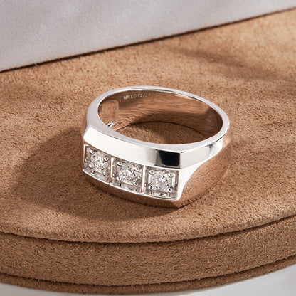 Men’s 925 Sterling Silver Three Stone Lab Grown Diamond Ring – 0.50 CT