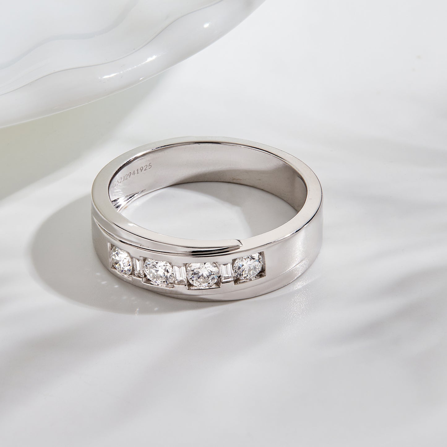 Men’s 925 Sterling Silver Channel Set 7 stone Diamond Band Ring – 0.65 Ct