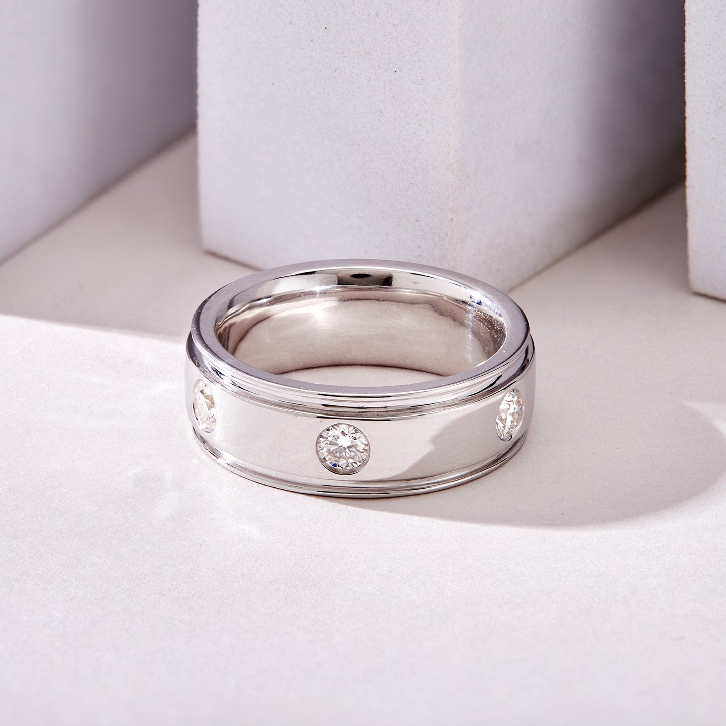1.25 CT Men’s 925 Sterling Silver Round Lab-Grown Diamonds Band