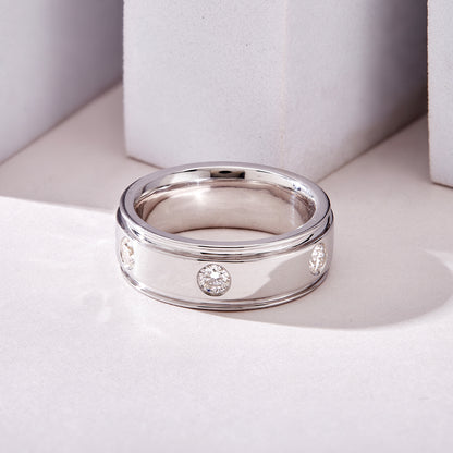 1.25 CT Men’s 925 Sterling Silver Round Lab-Grown Diamonds Band