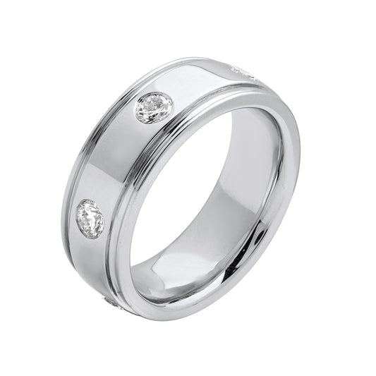 1.25 CT Men’s 925 Sterling Silver Round Lab-Grown Diamonds Band