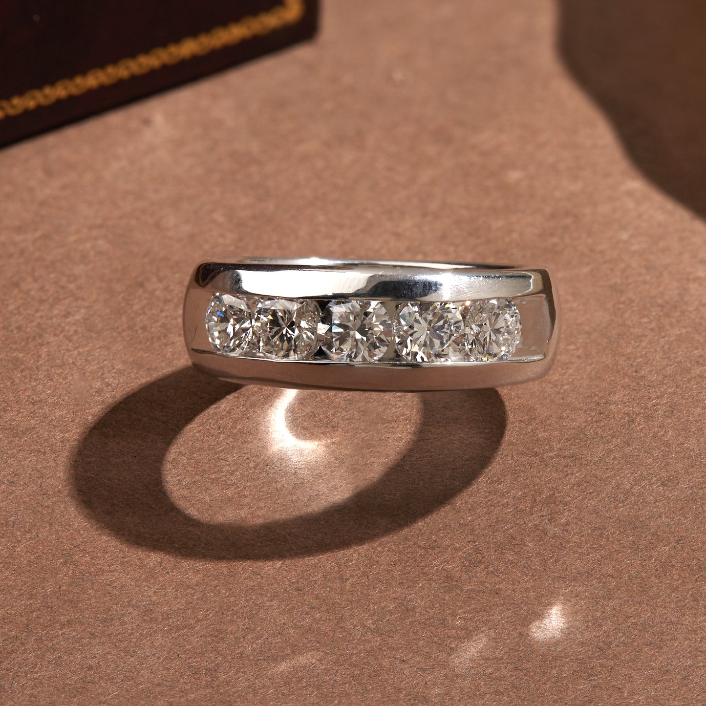 Men’s 925 Sterling Silver 5-Stone Diamond Wedding Band – 2.50 CT
