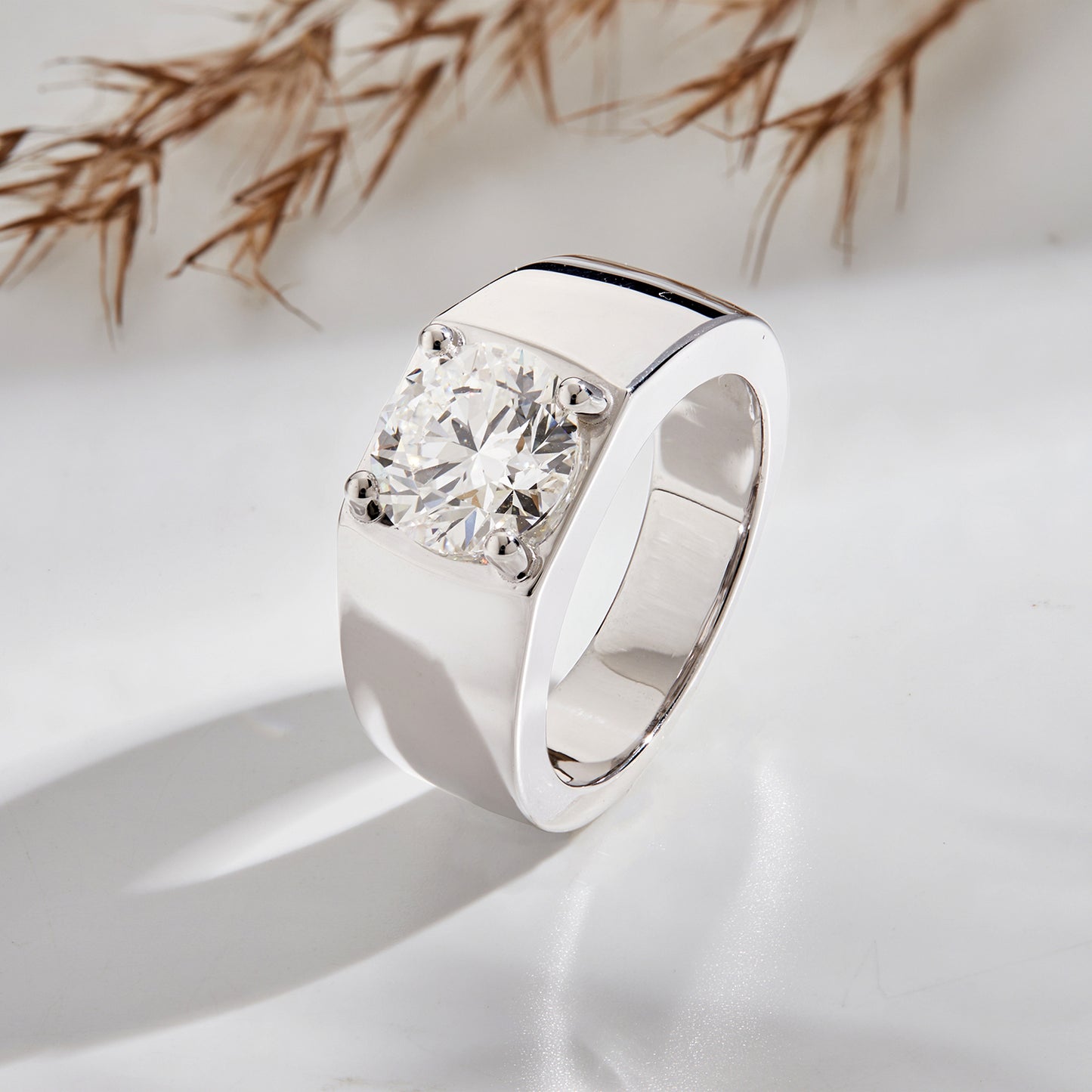Men’s 925 Sterling Silver Solitaire Diamond Wedding Band Ring – 3.50 CT