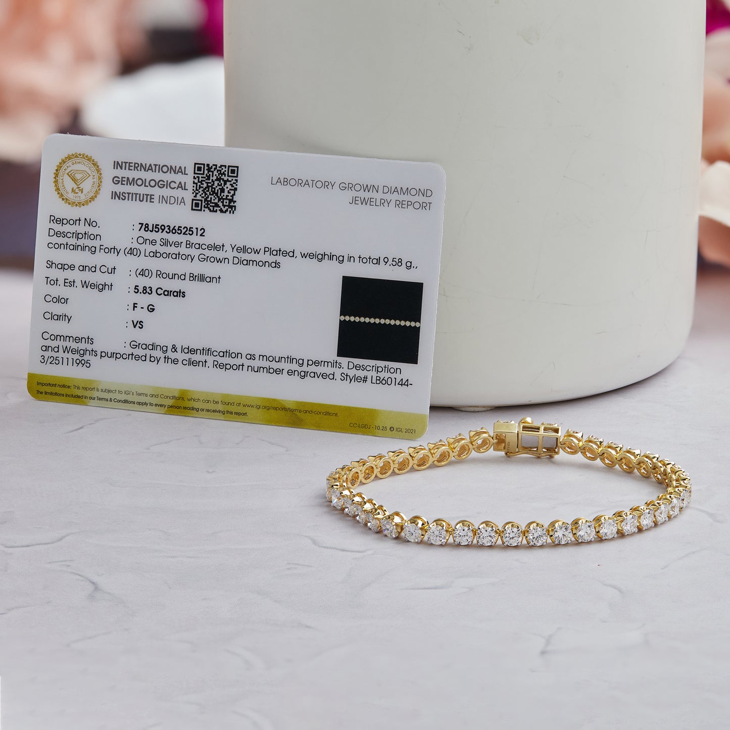 4 Ct Round Cut Lab Grown Diamond 925 Silver Tennis Bracelet