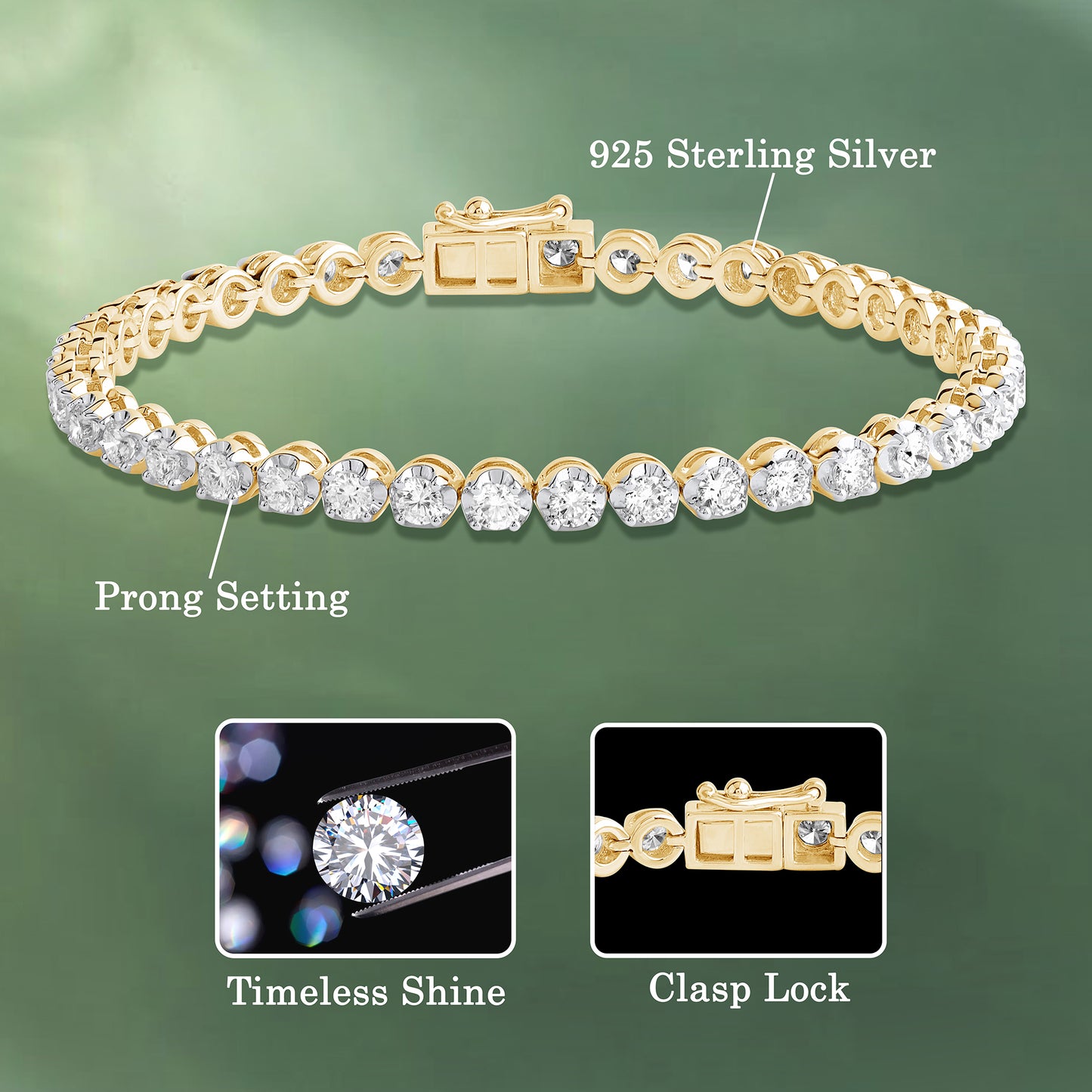 4 Ct Round Cut Lab Grown Diamond 925 Silver Tennis Bracelet