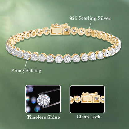 4 Ct Round Cut Lab Grown Diamond 925 Silver Tennis Bracelet