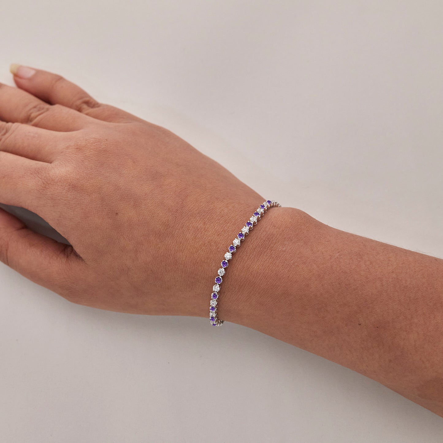 2.80 Ct Round Cut 10K Gold Amethyst Birthstones Tennis Bracelets