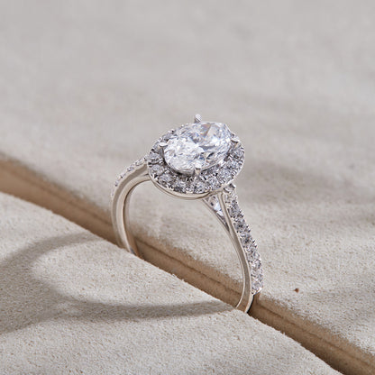 1.5 Cttw 925 Sterling Silver Solitaire with Side Accent Diamond Ring