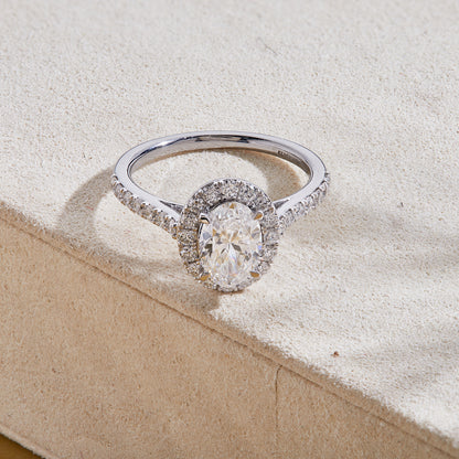 1.5 Cttw 925 Sterling Silver Solitaire with Side Accent Diamond Ring