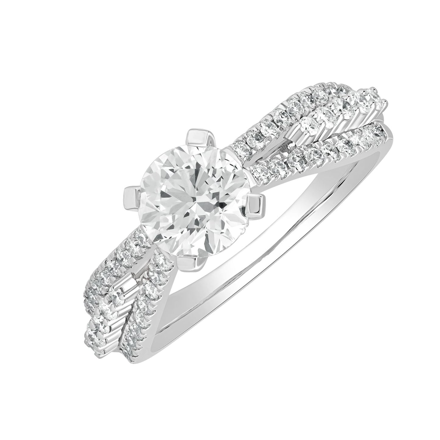 1.5 Cttw 925 Sterling Silver Solitaire with Accent Women's Engagement Ring
