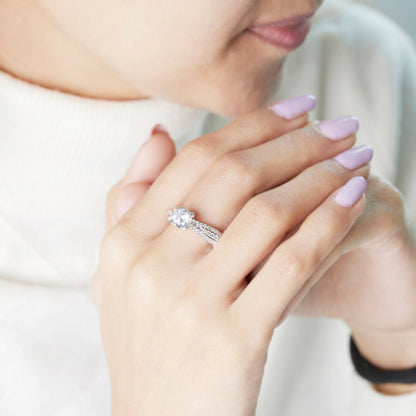 1.5 Cttw 925 Sterling Silver Solitaire with Accent Women's Engagement Ring