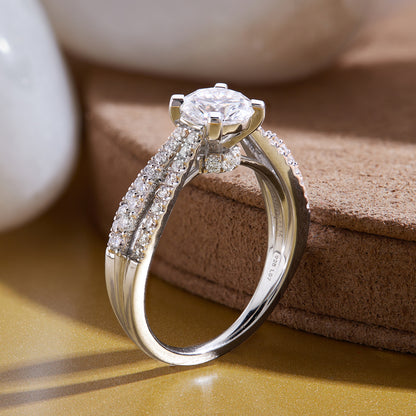 1.5 Cttw 925 Sterling Silver Solitaire with Accent Women's Engagement Ring