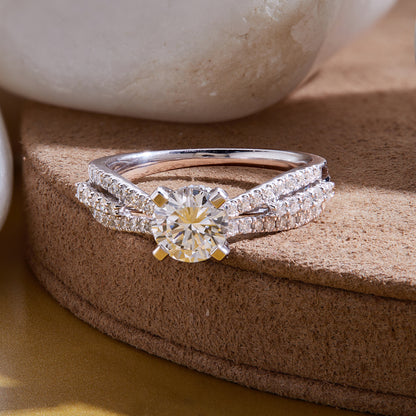1.5 Cttw 925 Sterling Silver Solitaire with Accent Women's Engagement Ring