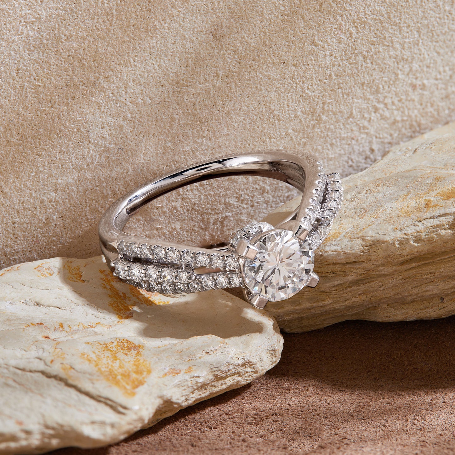 1.5 Cttw 925 Sterling Silver Solitaire with Accent Women's Engagement Ring