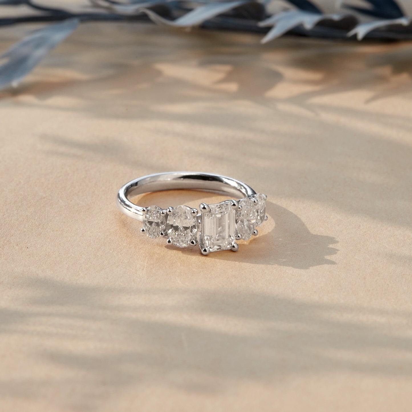 2.5 CT 925 Sterling Silver Women's 5 Stone Engagement Ring