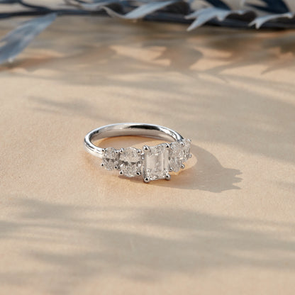 2.5 CT 925 Sterling Silver Women's 5 Stone Engagement Ring