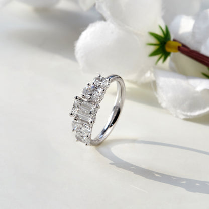 2.5 CT 925 Sterling Silver Women's 5 Stone Engagement Ring