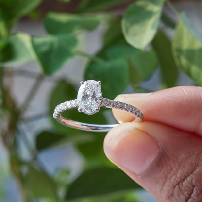 1.35 Ct 925 Sterling Silver Oval Cut Hidden Halo Diamond Ring