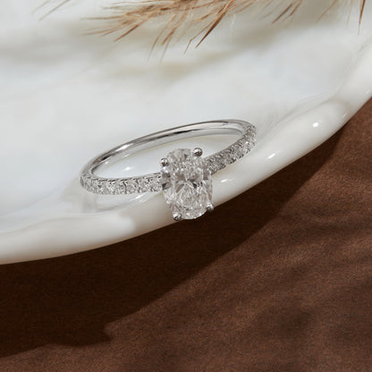 1.35 Ct 925 Sterling Silver Oval Cut Hidden Halo Diamond Ring