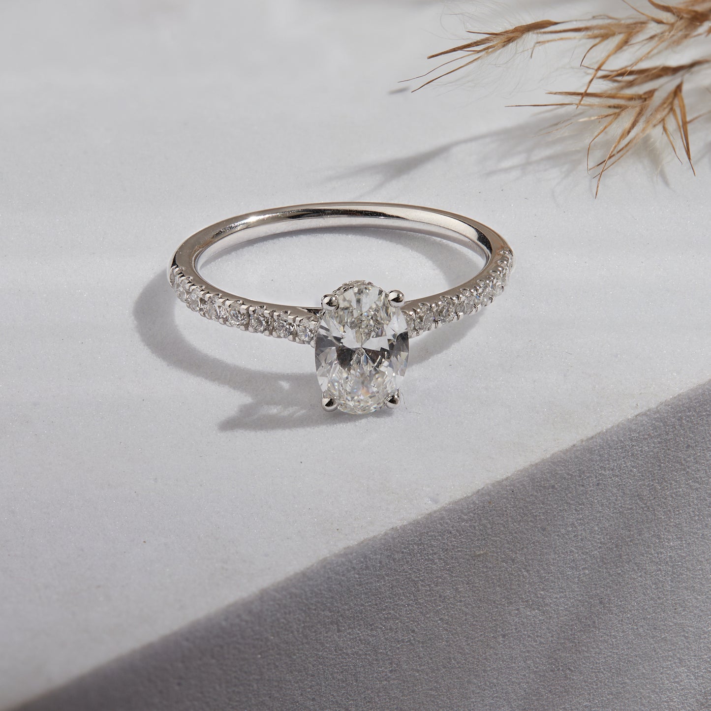 1.35 Ct 925 Sterling Silver Oval Cut Hidden Halo Diamond Ring