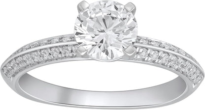 1.25 Ct 925 Sterling Silver Solitaire With Side Accent Diamond Ring