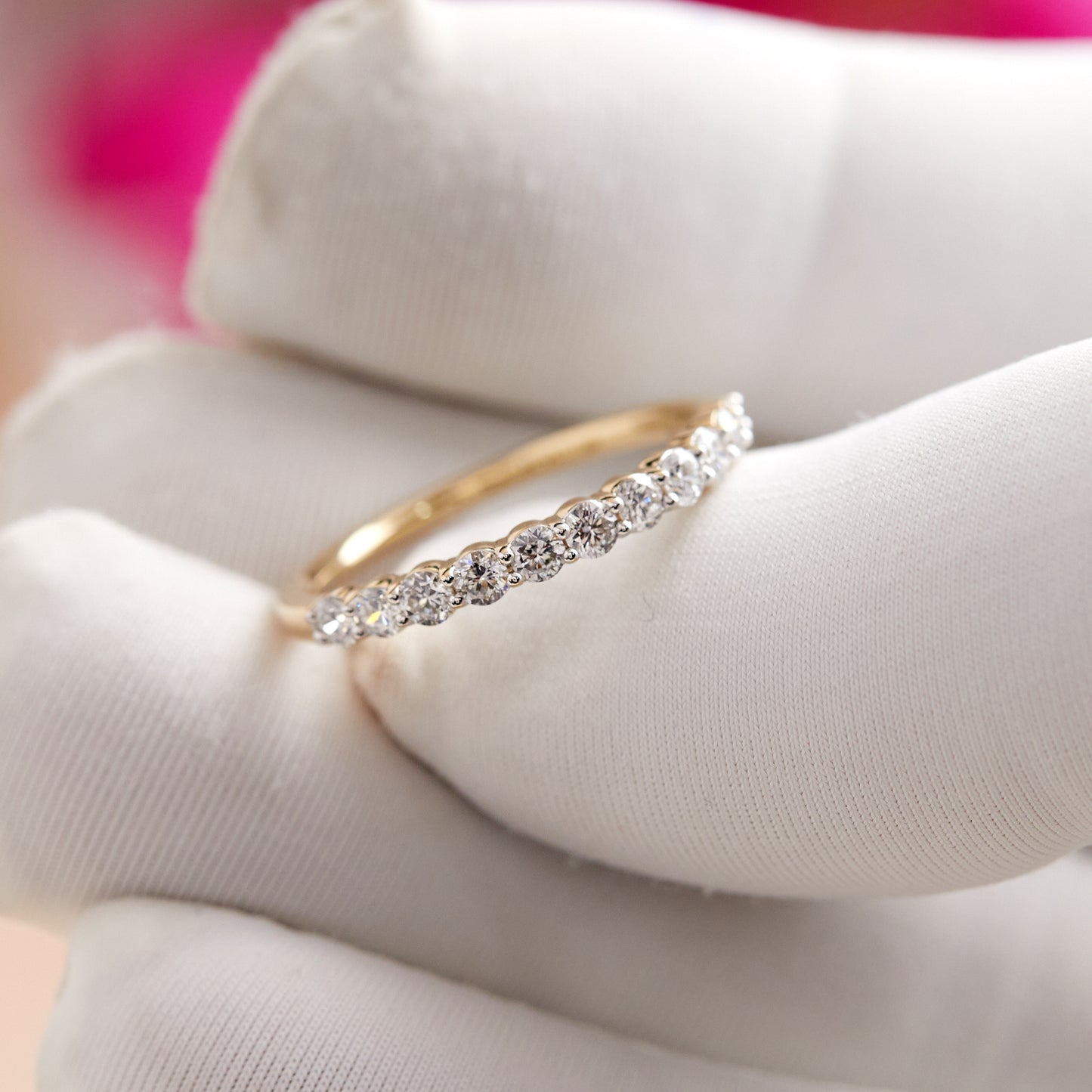 Women’s 0.50 Ct Diamond Half Eternity Wedding Band in 14K Yellow Gold