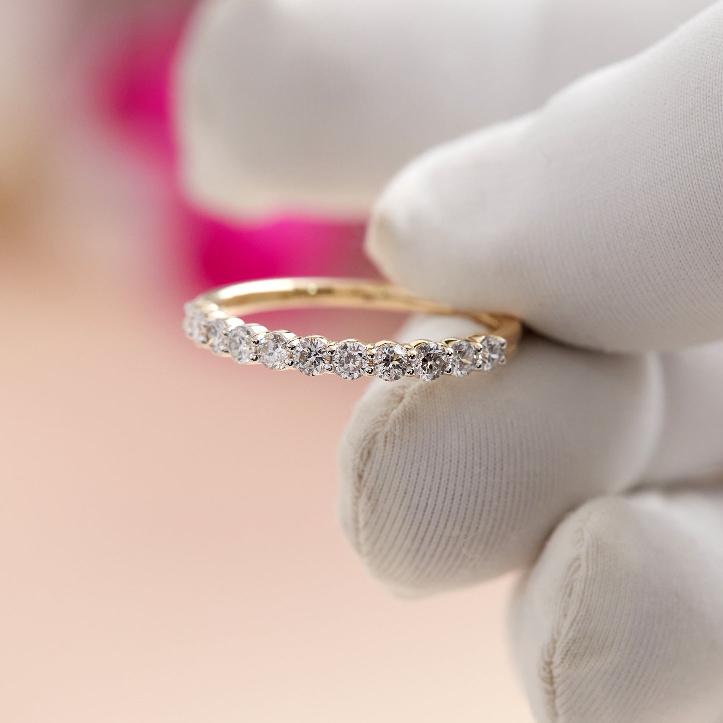 Women’s 0.50 Ct Diamond Half Eternity Wedding Band in 14K Yellow Gold