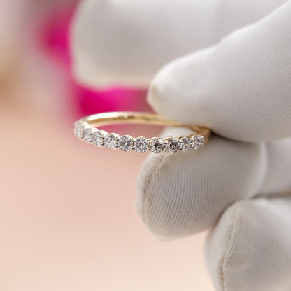 Women’s 0.50 Ct Diamond Half Eternity Wedding Band in 14K Yellow Gold