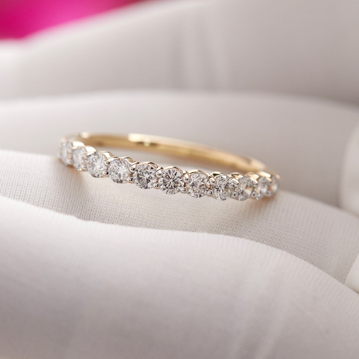 Women’s 0.50 Ct Diamond Half Eternity Wedding Band in 14K Yellow Gold