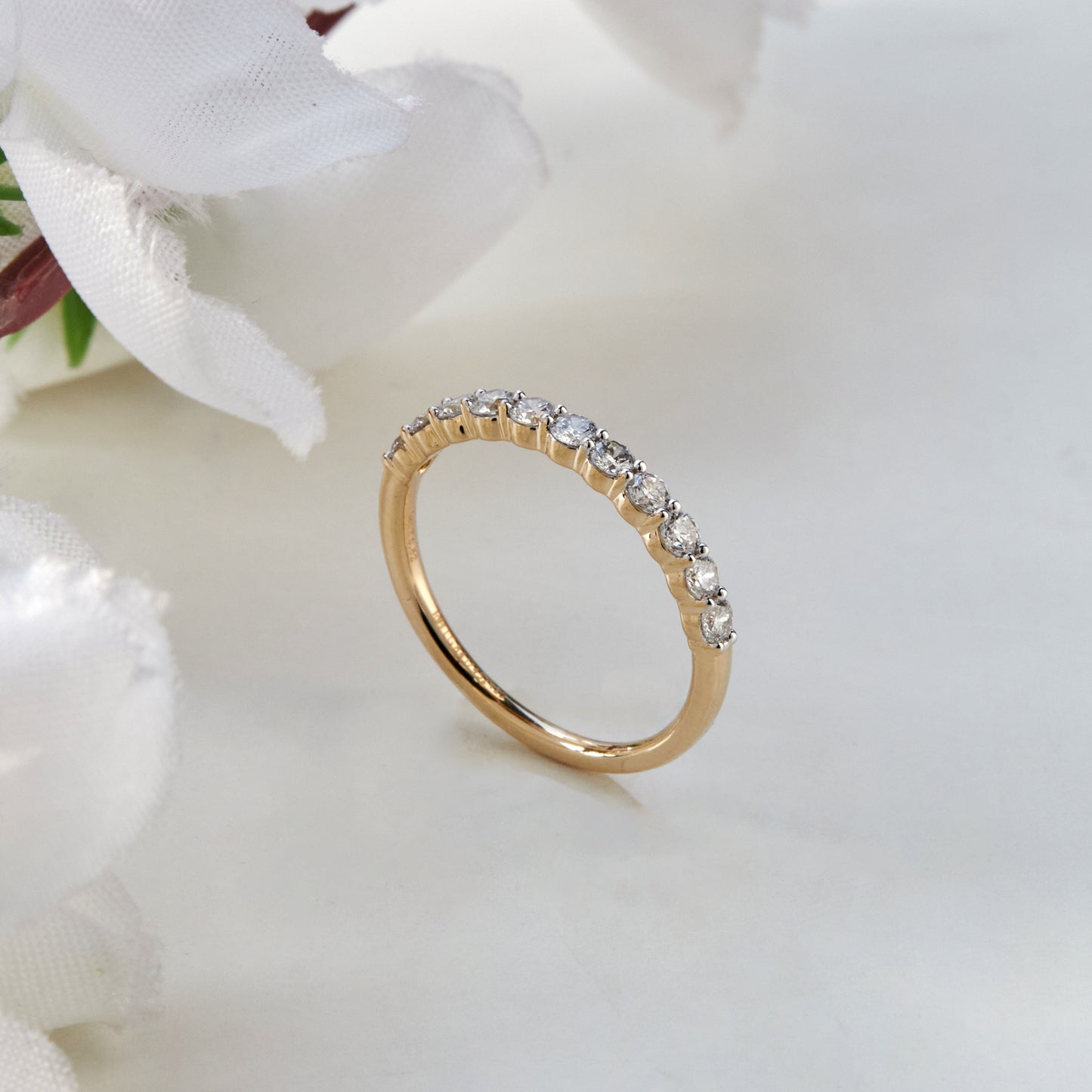 Women’s 0.50 Ct Diamond Half Eternity Wedding Band in 14K Yellow Gold