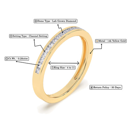 Women’s 0.20 Ct Diamond Half Eternity Stackable Wedding Band in 14K Yellow Gold