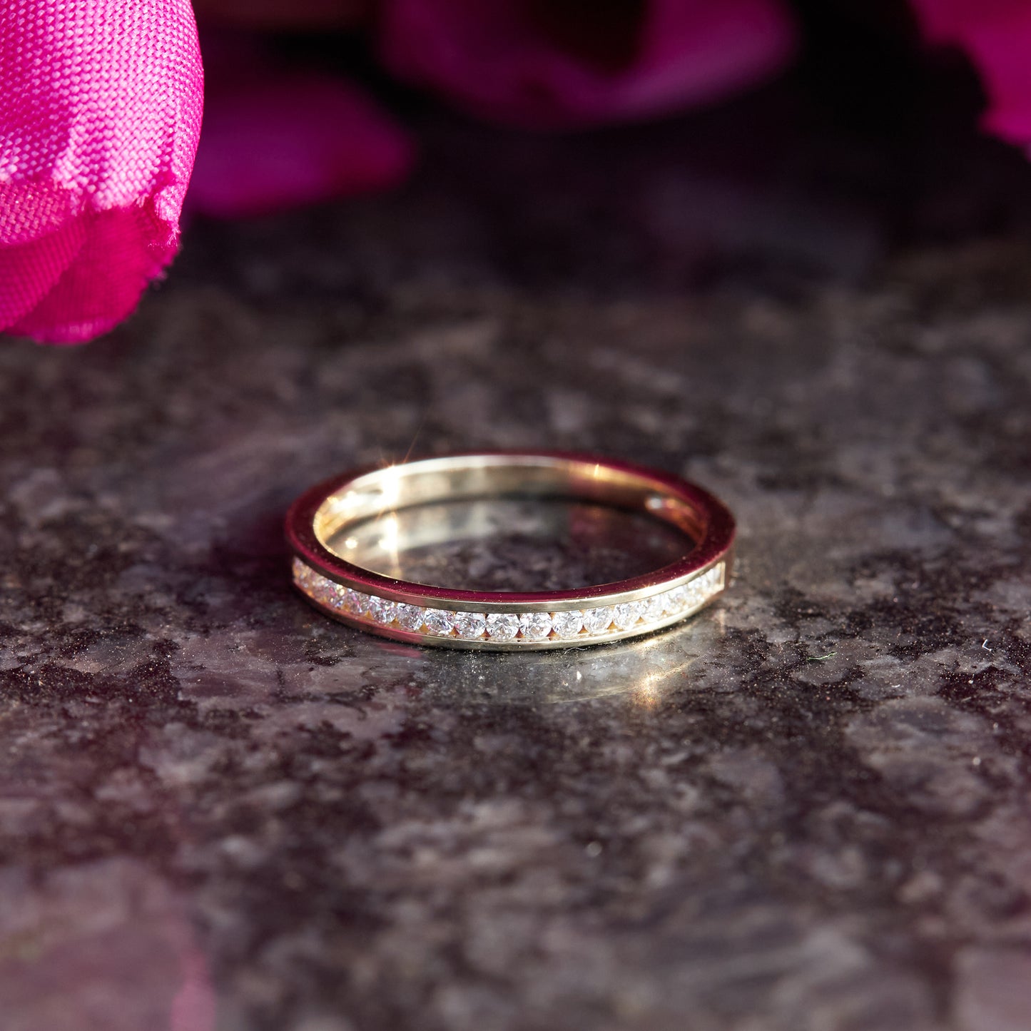 Women’s 0.20 Ct Diamond Half Eternity Stackable Wedding Band in 14K Yellow Gold